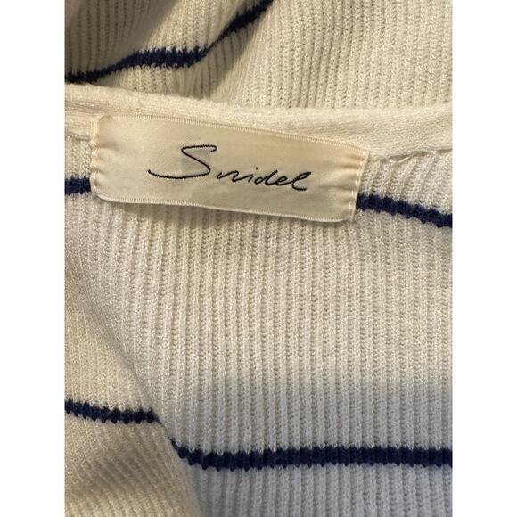 Snidel white blue striped long sleeves lace hem open front cardigan size F - OS - Picture 3 of 13